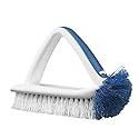 Unger 2-in-1 Bath and Tile Scrubber Brush Tool, Crevice Cleaning Supplies, Dishwasher Safe, Rounded Bristles for Bathroom Scrubbing, Great for Tile