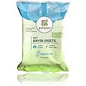 Grab Green Natural Wet Dryer Sheets, Unscented/Free & Clear, Fabric Softener & Static-Reducer, 64 Loads, Reusable & Compostable, Fragrance Free