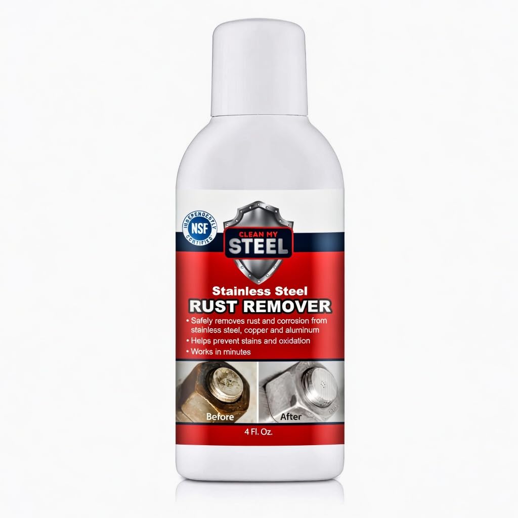 CLEAN MY STEEL Stainless Steel Rust Stain Remover Eraser Cleaner for Fridge, Outdoor BBQ Grill, from Metal Sink and Appliances, NSF Certified, Food