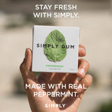 SIMPLY Gum Peppermint, Plastic-Free Natural Chewing Gum, Pack of One (15 Pieces Total) | Vegan, Kosher, Non GMO, Aspartame Free and Sorbitol Free
