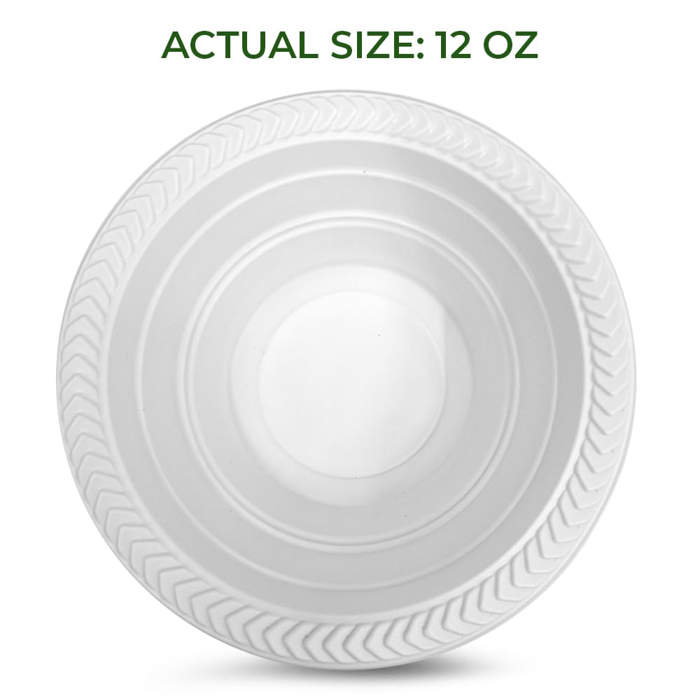 Betta 12 Oz Disposable Plastic Soup Bowls, White, 800 Count, Bulk Case for Schools, Breakrooms and Cafeteria, Microwave Safe (8 Pack Per Box x100)