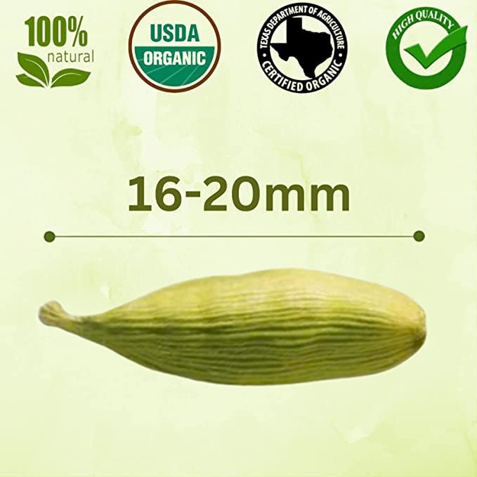 SPICY ORGANIC Green Cardamom Pods - 2 lb - Whole Cardamon Seeds for Authentic Spice Flavor, Natural Cardamon Pod for Tea, Cooking, and Baking- USDA