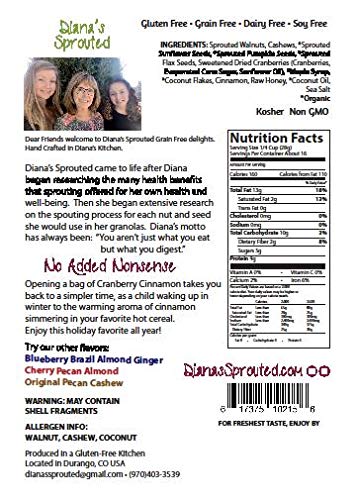 2-Pack! Sprouted Cranberry Cinnamon Walnut! Nut and Seed Super Food! High Protien, Low Carbs Low Sugars, No Grains, No Gluten