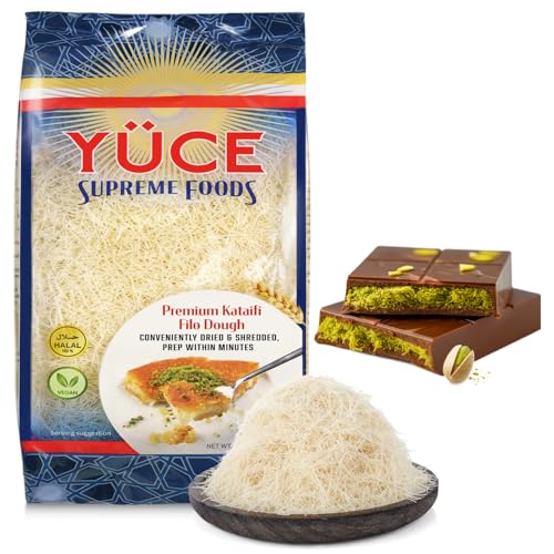 YÜCE Supreme Foods Kataifi Shredded Fillo Dough 500g (17.6 oz), Ingredient For the Viral Dubai Chocolate Bar Pistachio, Dried & Shredded Kataifi Filo