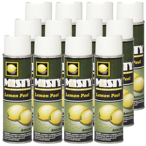 Misty Air Freshening Deodorizing Spray - Lemon Peel - 10 oz (Case of 12) - 1001842 - Premium Odor Neutralizer for Smoke, Organic Decay, and Other
