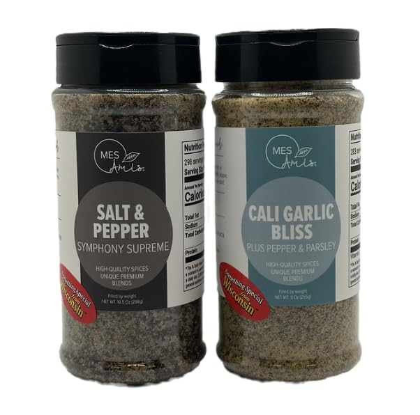 MES Amis Salt & Pepper Symphony Supreme + Cali Garlic Bliss Plus Pepper & Parsley (2-Pack) - Gourmet All-Purpose Seasoning & Spice Blend