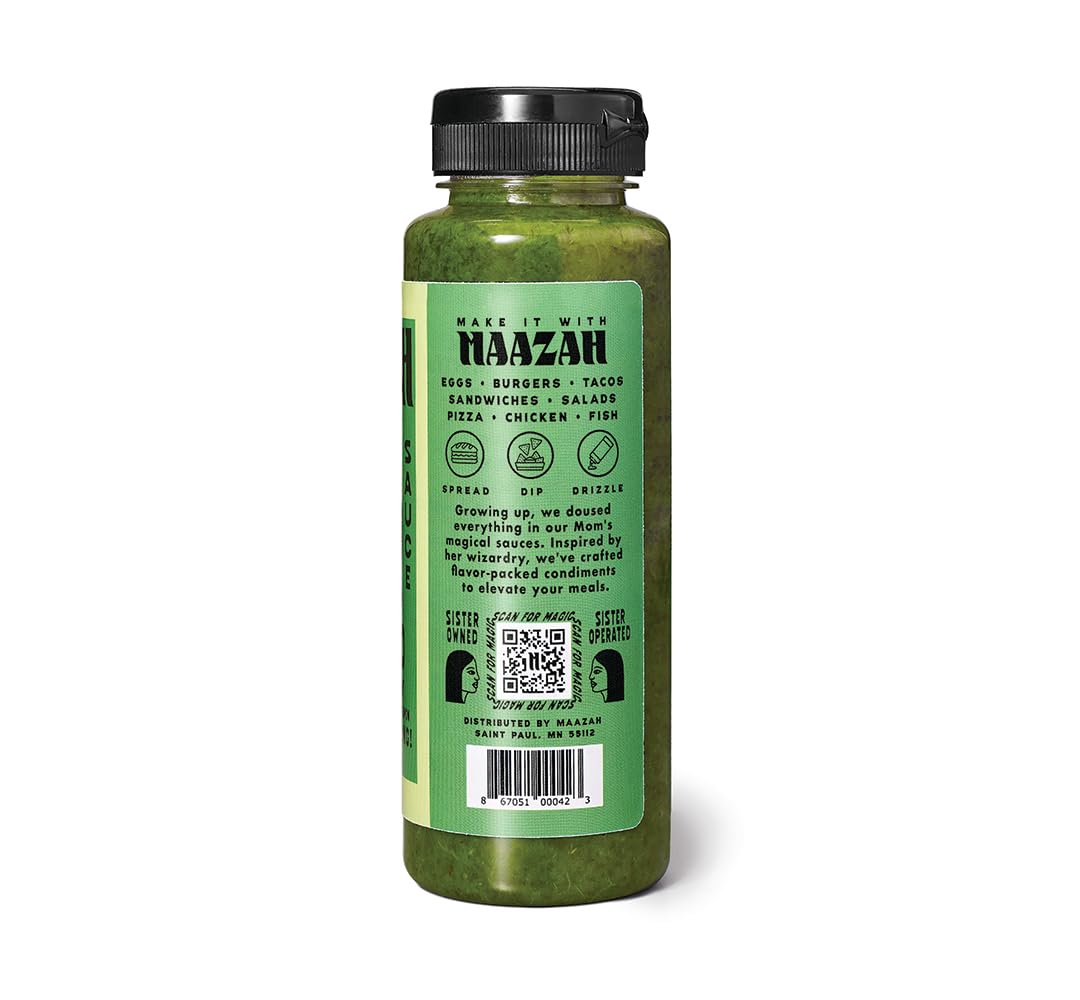 MAAZAH Cilantro Chutney - Premium Sauce/Condiment/Dressing/Marinade, Herby & Vibrant, Add Flavor in a Flash, Good on Everything, Sugar Free, Gluten