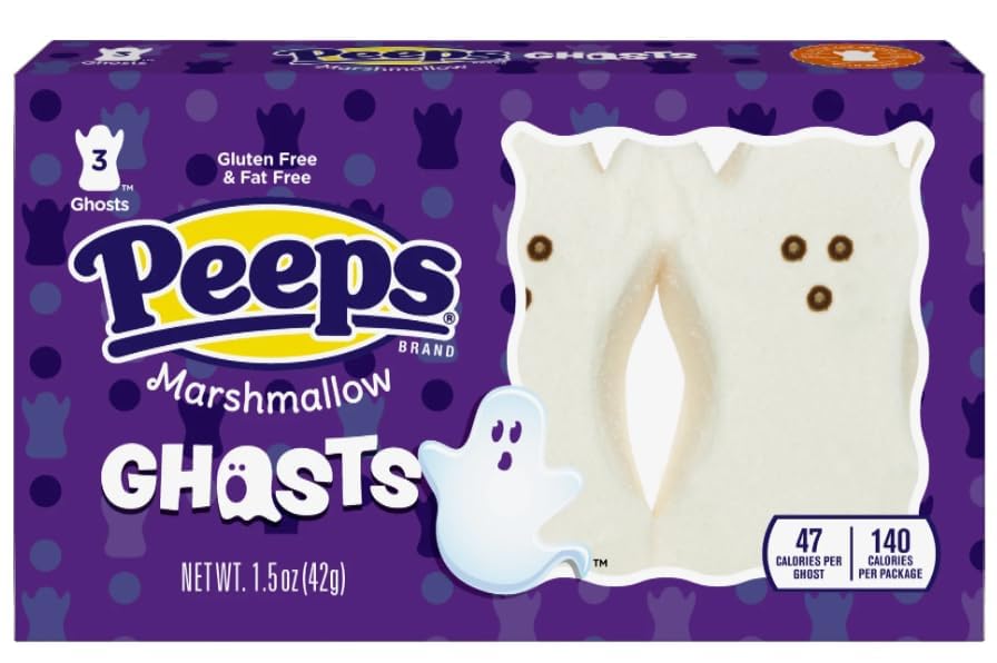 Peeps Halloween Peep Variety Pack of Marshmallows, Delicious Classic Treats with One Packet Each, Skulls, Pumpkins, Monsters and Ghosts (Pack of 4)