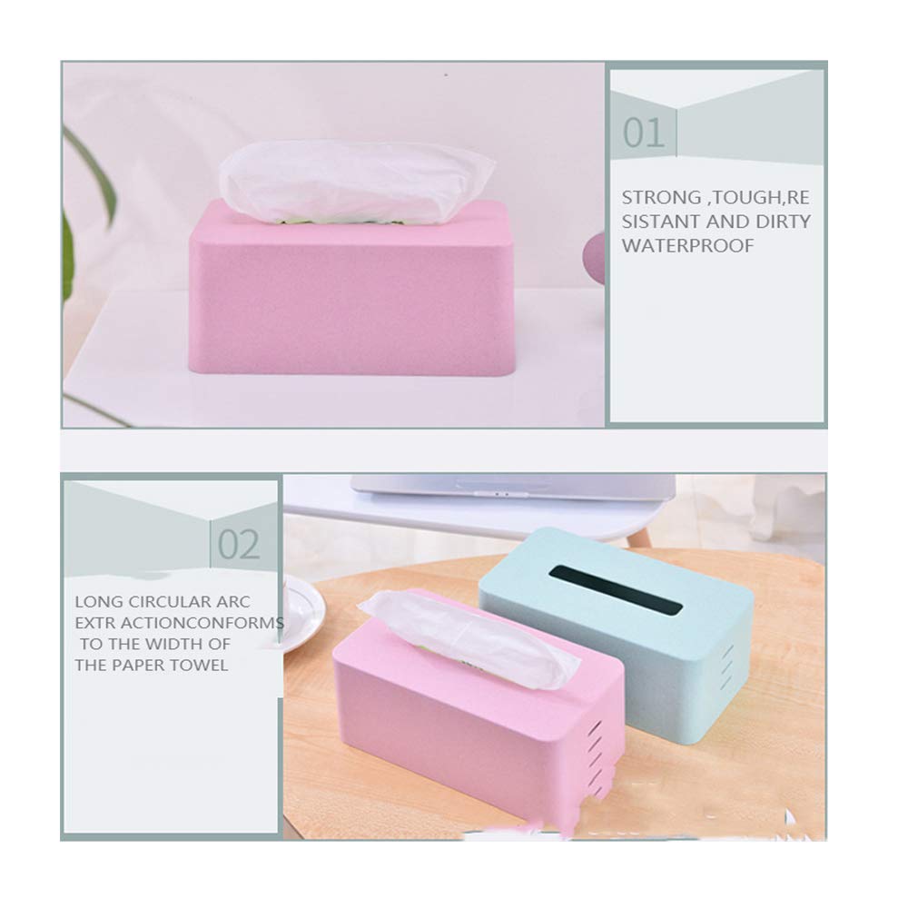 SUNGFINE Plastic Paper Facial Tissue Rectangular Facial Tissue Dispenser Box Holder with Bottom, Bathroom Vanity Countertops Desks Office (Blue