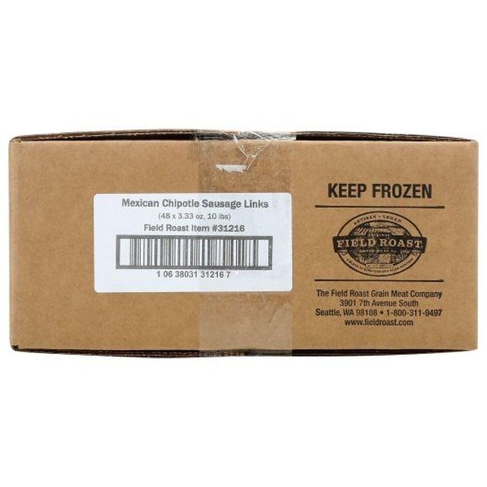 Field Roast Plant Based and Vegetarian Mexican Chipotle Sausage, 3.33 Ounce -- 48 per case.