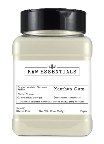 Raw Essentials Xanthan Gum Powder - Food Grade Thickener and Stabilizer for Gluten Free Baking, Keto Cooking, Sauces, Soups and Gravies - Non GMO