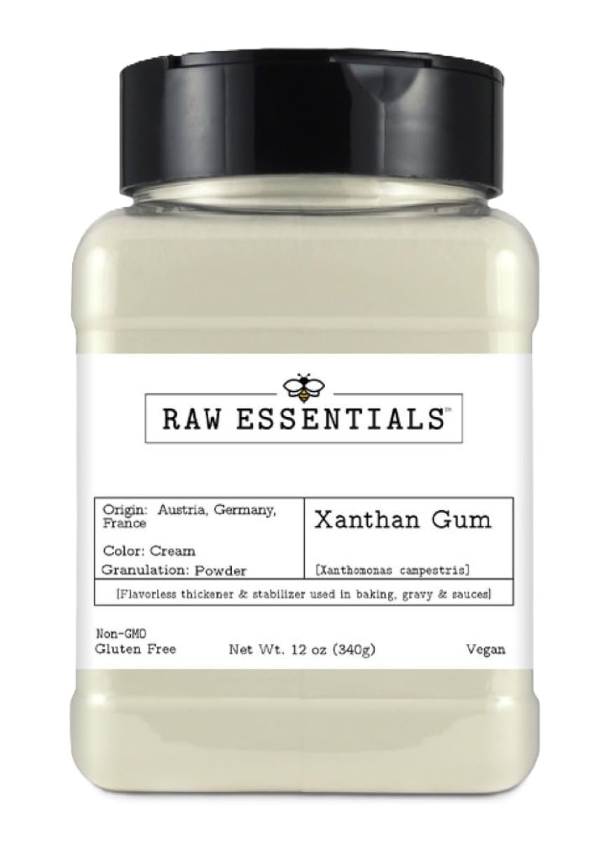 Raw Essentials Xanthan Gum Powder - Food Grade Thickener and Stabilizer for Gluten Free Baking, Keto Cooking, Sauces, Soups and Gravies - Non GMO
