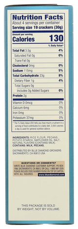 Blue Diamond Nut-Thins Pecan Nut & Rice Cracker Snacks 4.25 oz (Pack of 6)