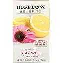 Bigelow Benefits Herbal Tea (Pack of 2) Lemon & Echinacea, 18 Count (Pack of 2)