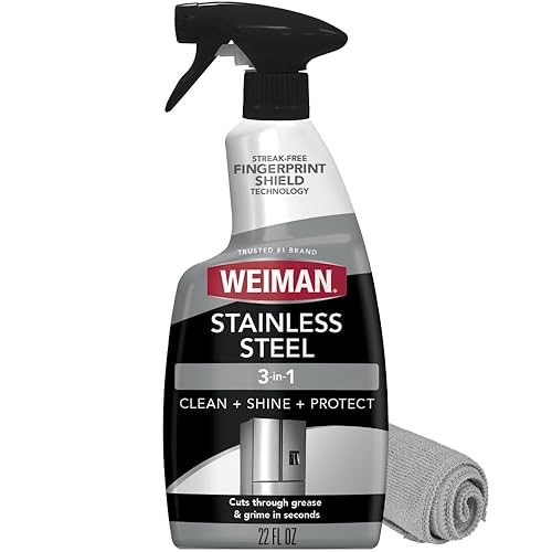 Weiman Stainless Steel Cleaner & Polish, Anti Fingerprint Spray Stainless Steel Cloth, Water Spots & Grease, No Streaks or Residue, Safe for Metal