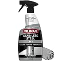 Weiman Stainless Steel Cleaner & Polish, Anti Fingerprint Spray Stainless Steel Cloth, Water Spots & Grease, No Streaks or Residue, Safe for Metal