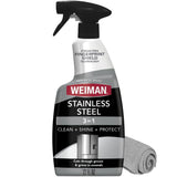 Weiman Stainless Steel Cleaner & Polish, Anti Fingerprint Spray Stainless Steel Cloth, Water Spots & Grease, No Streaks or Residue, Safe for Metal