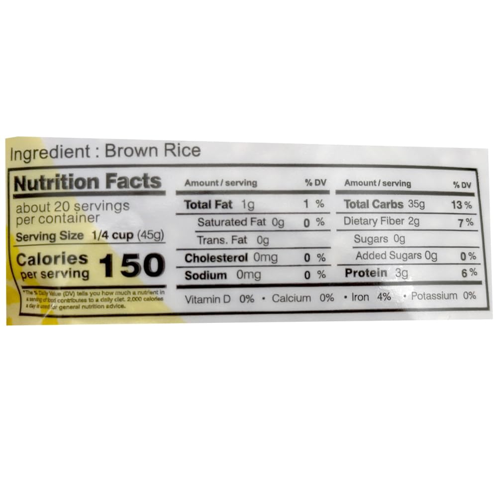 Brown Rice Unpolished Whole Grain Rice with Natural Fiber & Minerals, Resealable Bag 2LB
