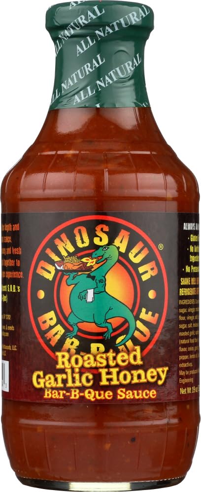 Dinosaur Bar-B-Que Roasted Garlic Honey BBQ Sauce 19oz. by Dinosaur's Bar-B-Que