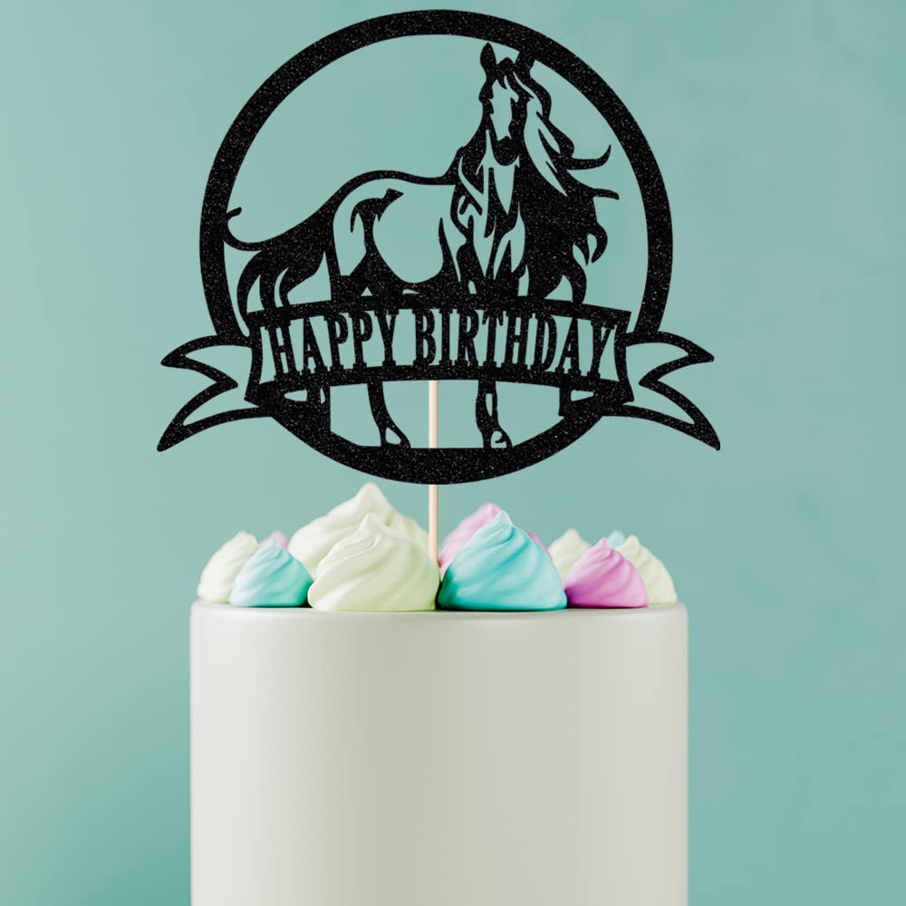 Bejotaa Horse Happy Birthday Cake Topper?Horse Racing Party Cake Decoration for Kids Boy Men Birthday Party Supplies
