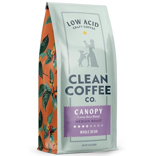 Clean Coffee Co. - Low Acid Medium Roast, Tested for Molds and Toxins, Costa Rica Blend, Notes of Milk Chocolate, Roasted Nuts, Toasted Malt (Whole
