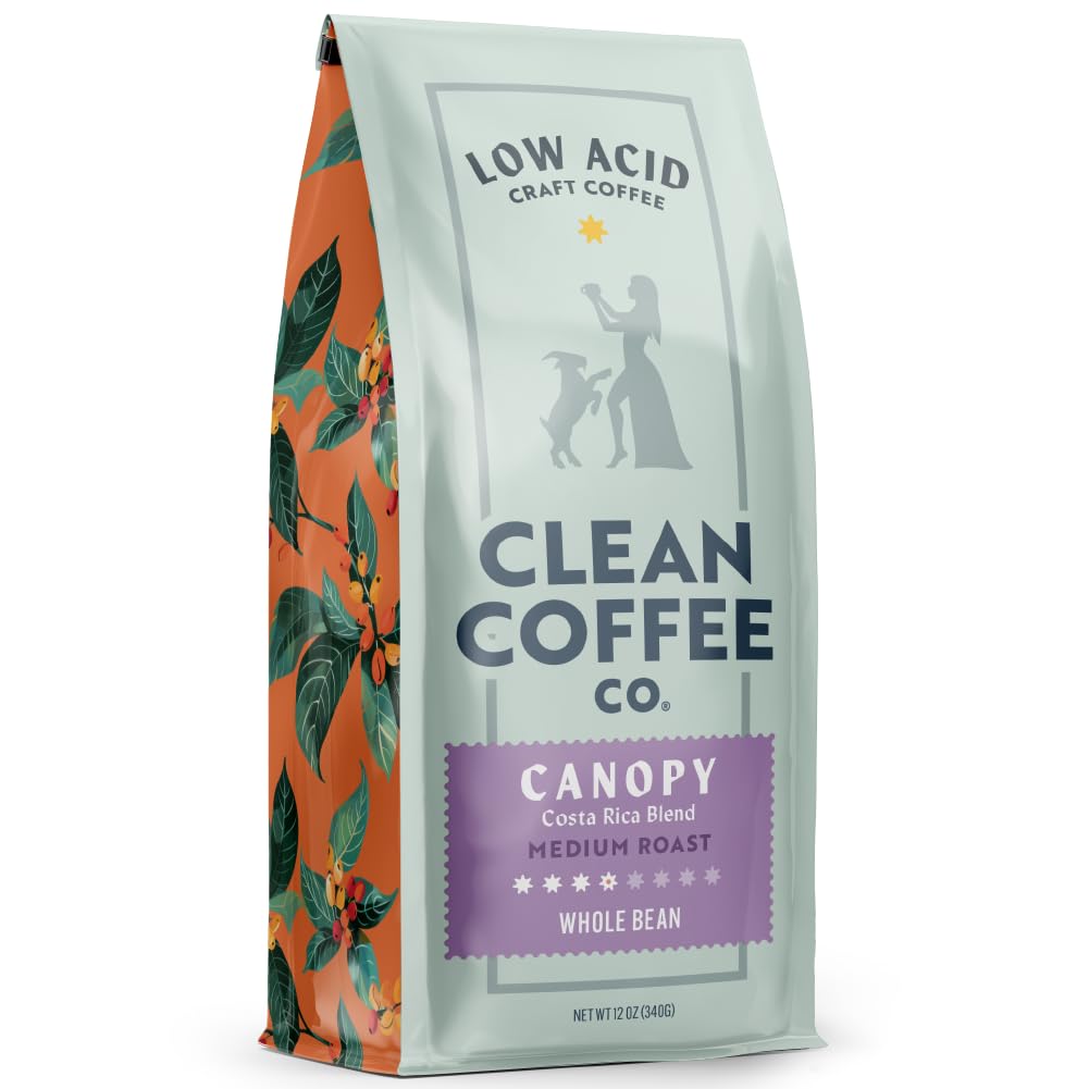 Clean Coffee Co. - Low Acid Medium Roast, Tested for Molds and Toxins, Costa Rica Blend, Notes of Milk Chocolate, Roasted Nuts, Toasted Malt (Whole