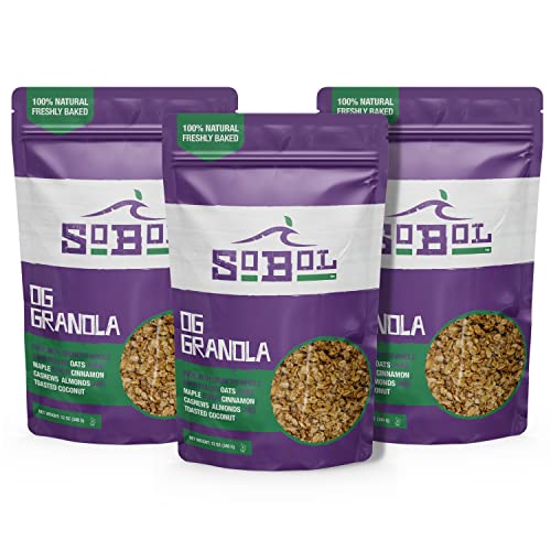 SoBoL Low Calorie Granola For Yogurt 12oz Healthy, Crunchy Snack for Balanced Breaks, Hiking Food, Camping, Backpacking, on the go. Baked Whole Grain
