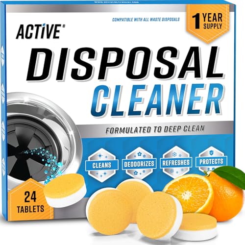 Garbage Disposal Cleaner Deodorizer Tablets - 24 Pack, New Powerful XL Foaming Tablet - Fresh Citrus Foam Sink Garburator Disposer Freshener, Natural
