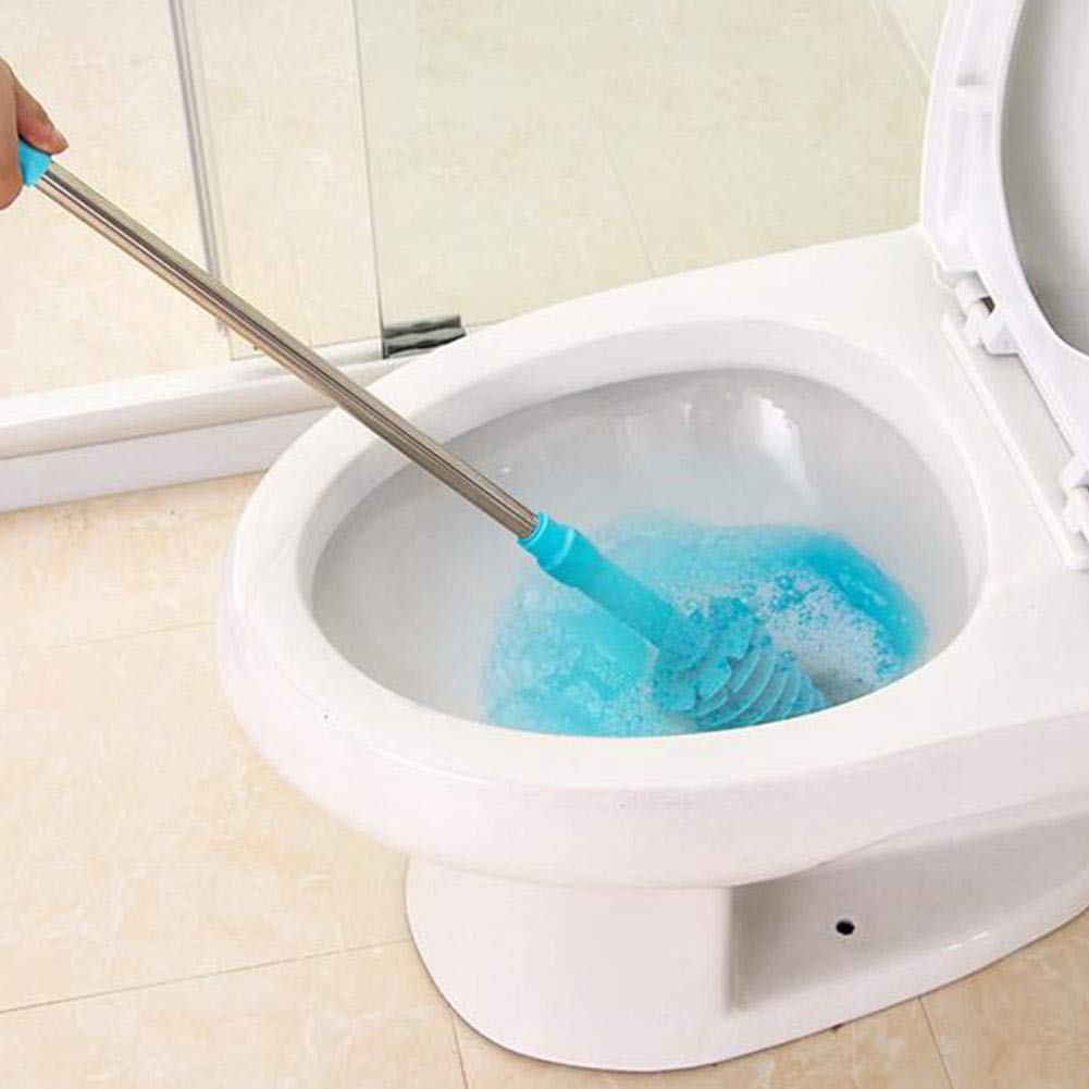 Flexible Toilet Plunger and Clog Remover for Siphon Toilets, Heavy Duty Bathroom Plunger with ABS Handle, Stainless Steel Pipe, TPR Elastic Head