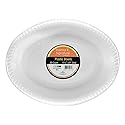 Kingzak White Plastic Oval Bowls - 11.5" x 9" (20-Pack) | Premium Heavyweight Tableware - Perfect for Parties, Weddings, and Events