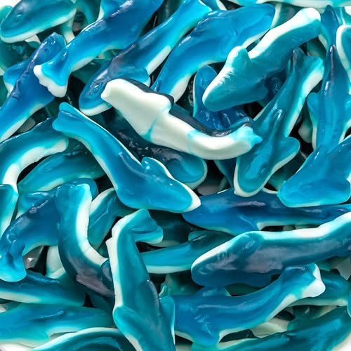 Gummy Sharks - 2 Pound Pack - Blue Shark Gummies - Blue Candy for Goodie Bags, Gifting, Snacking & Dessert Decorating - Chewy Candy with Raspberry