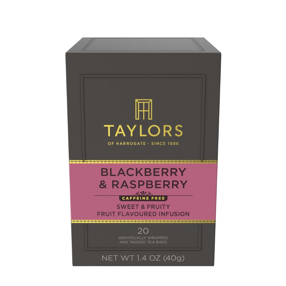 Taylors of Harrogate Blackberry & Raspberry, Herbal Tea, Individually Wrapped Bags, 20 Count (Pack of 1), Sweet, Tart & Tangy, Caffeine-Free, Enjoy
