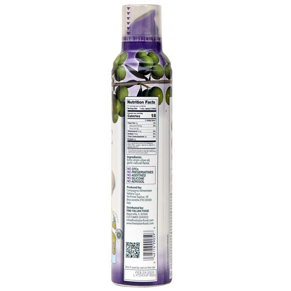 Mantova Extra Virgin Olive Oil Spray Garlic Flavored 8 oz. Spray Bottle - Manage Oil Amount - Great For Salads & Cooking (Tw? P?ck)