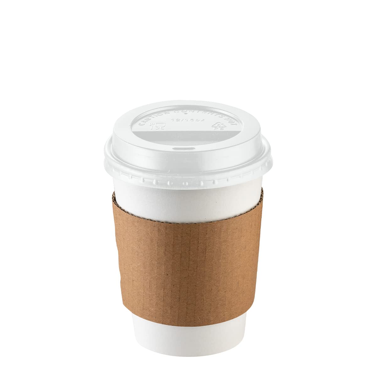 GUSTO [50 Sets - 12 oz. Disposable White Coffee Cups with White Lids, Sleeves - To Go Paper Hot Cups (Formerly Comfy Package)