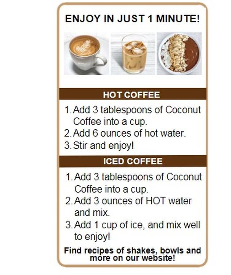 CAcafe Coconut Coffee, Coconut Infused Colombian Coffee, Creamy Drink Mix, Make Iced or Hot, Packed with Antioxidants, Natural Energy, and Stress