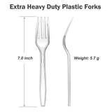 Dealusy 300 Count Extra Heavy Duty Clear Plastic Forks Disposable, BPA-Free, Heat Resistant, Solid and Durable Disposable Forks Bulk, Premium Plastic