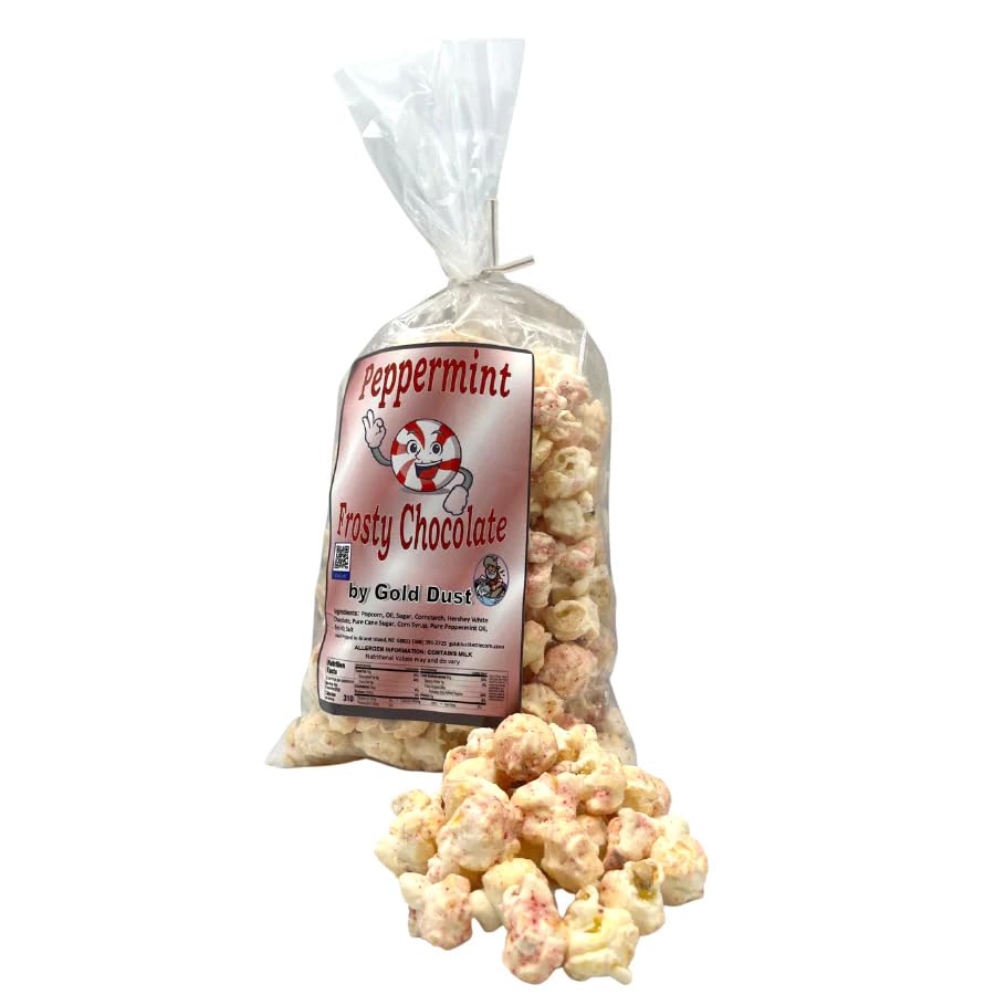Minty, Salty, Sweet Kettle Corn in White Chocolate & Peppermint | 5 oz. | Grand Island, NE | Gold Dust