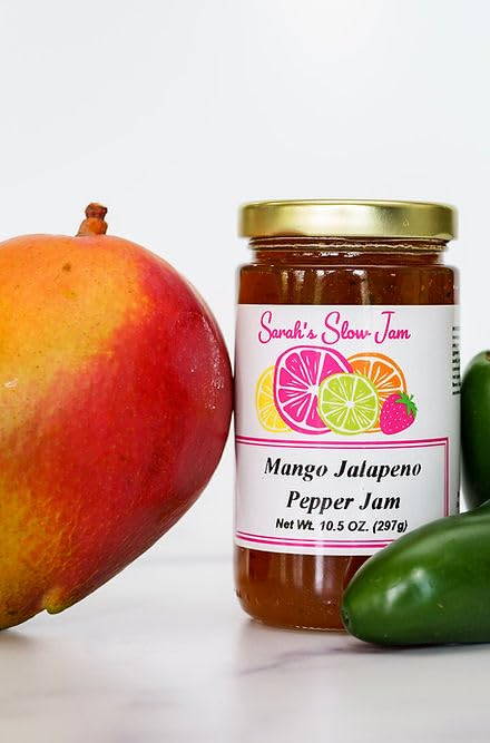 Mango Jalapeno Pepper Jam Taste the Tropics with our award-winning Mango Jalapeno Pepper Jam! No corn syrup. Vegan, plant based and delicious!