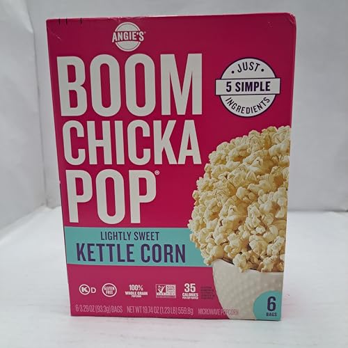 Angie's Boom Chicka Pop Microwave Lightly Sweet Kettle Corn Popcorn Classic Bags (2 Pack)