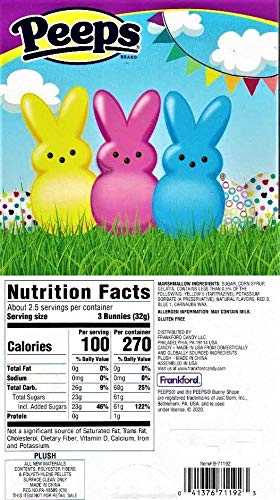 Frankford Peeps Marshmallow and Bunny Plush Easter Gift Set, Yellow, 3 oz, 1 pack, Easter Basket Stuffer