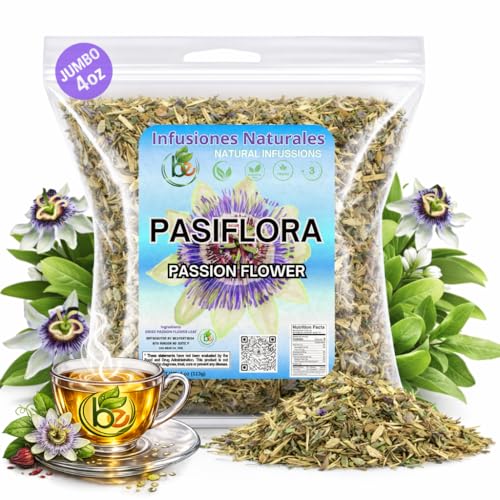 Pasiflora Herbal Tea - 4 oz (113 g) - Passionflower Loose Leaf Blend - Traditional Herbal Infusion - 100% Natural, Wildcrafted, Caffeine-Free, Vegan