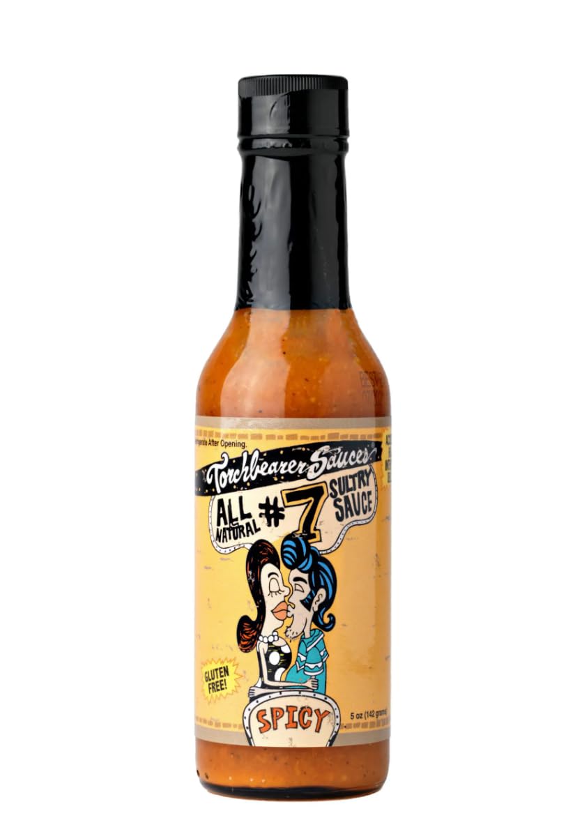 Torchbearer Sauces #7 Sultry Hot Sauce 5 Oz, Heat level 3 - Spicy, All Natural, Extract-Free, Made in USA