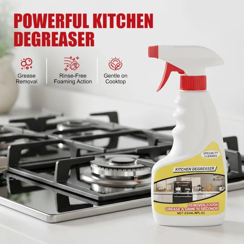 Powerful Kitchen Degreaser - Spray, Wipe, Shine - No Rinse Needed! Tough On Grease, Gentle on Surfaces - Your Kitchen’s New Best Friend, Kitchen