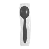 Karat [5.6" - 1000 pcs] Black Individually Wrapped Plastic Heavy-Weight Disposable Soup Spoon (U3532B)