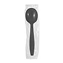 Karat [5.6" - 1000 pcs] Black Individually Wrapped Plastic Heavy-Weight Disposable Soup Spoon (U3532B)