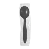 Karat [5.6" - 1000 pcs] Black Individually Wrapped Plastic Heavy-Weight Disposable Soup Spoon (U3532B)