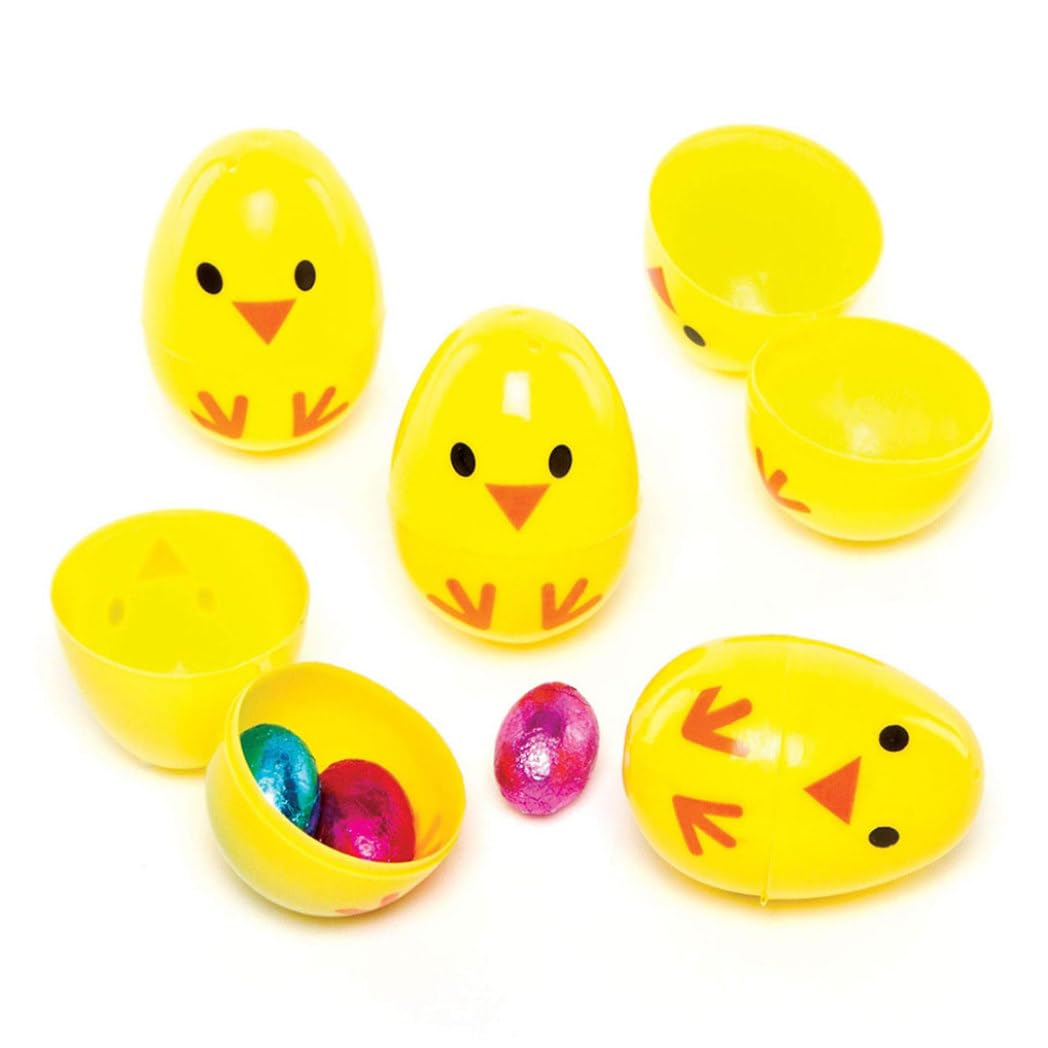 24Pcs Easter Filler Fillable Eggs Chick Design Plastic Surprise Easter Eggs for Hold Creme Gifts Yellow.