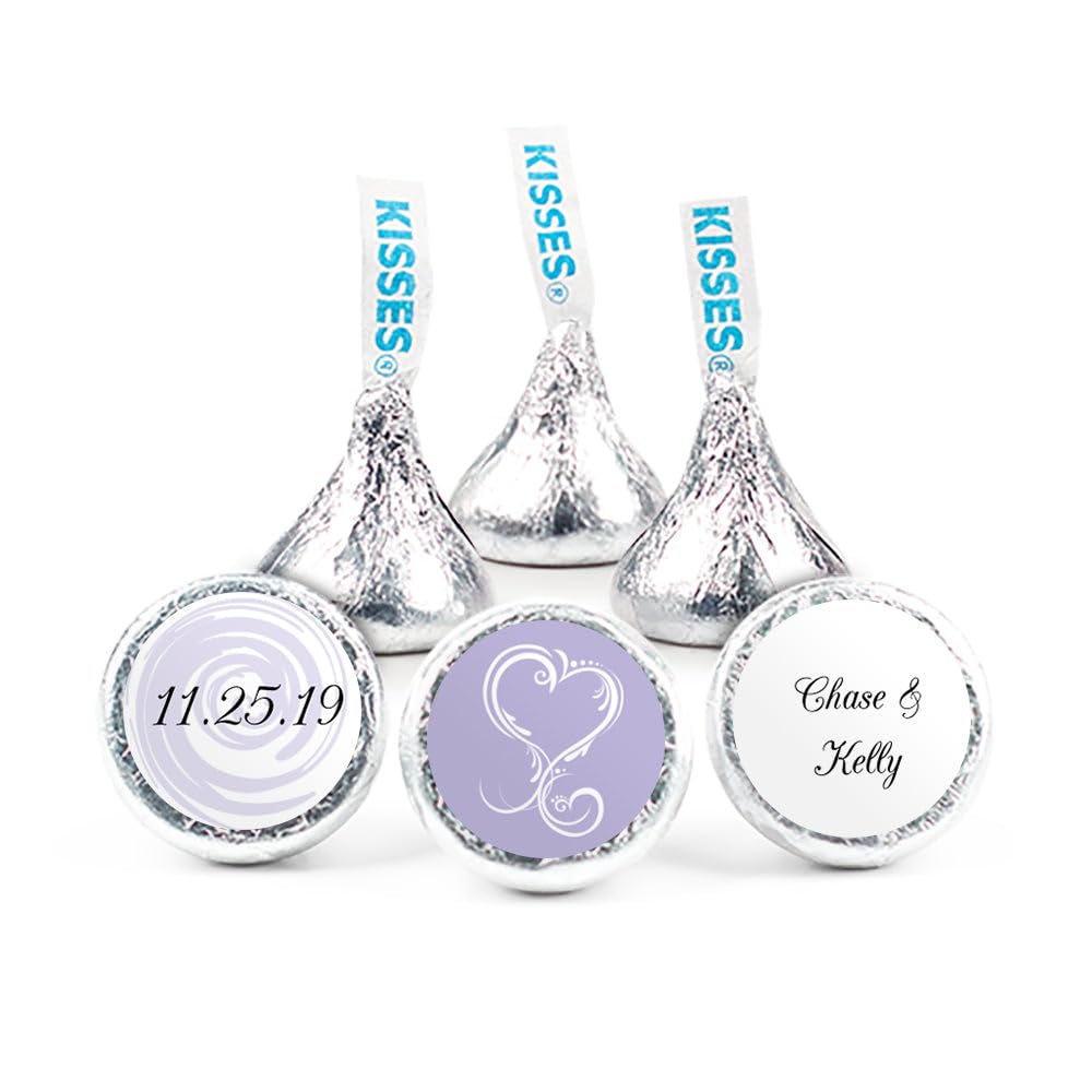 108ct Personalized Wedding 3/4-inch Stickers for Kisses Favors - Lavender