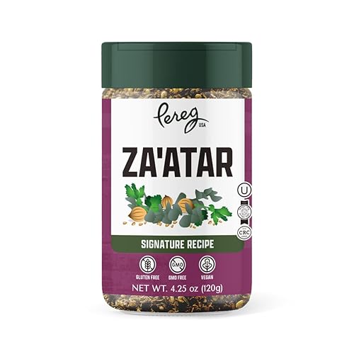 Pereg Za'atar, Mixed Spice Seasoning (4.25 Oz), Middle Eastern Inspired Zahtar Spices, Non-GMO, No MSG, Gluten Free, All Natural Seasoning, for Pizza