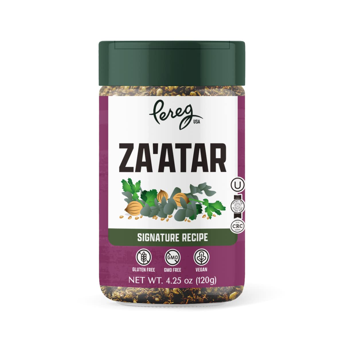 Pereg Za'atar, Mixed Spice Seasoning (4.25 Oz), Middle Eastern Inspired Zahtar Spices, Non-GMO, No MSG, Gluten Free, All Natural Seasoning, for Pizza